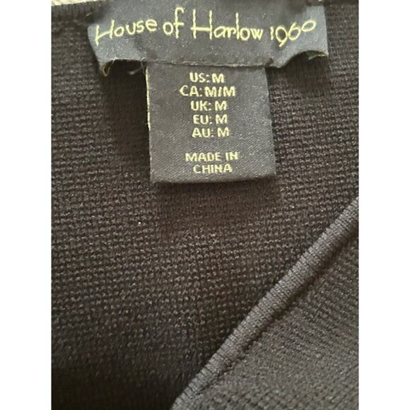 House of Harlow 1960 Black Sheer Sleeve Knit Top | Whimsigoth| Size Medium - Picture 5 of 6